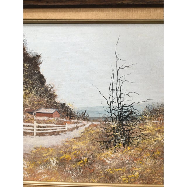 Late 20th Century " Mountainside Farm" Realist Rustic Landscape Oil Painting by John Lewis Egenstafer, Framed For Sale - Image 11 of 12