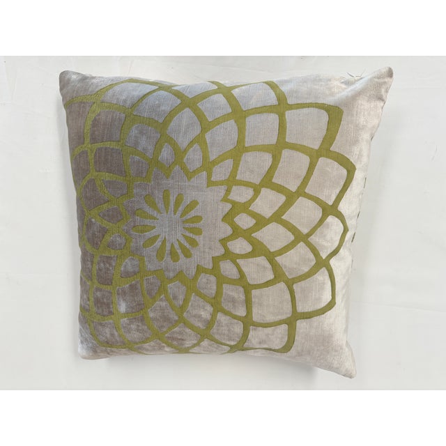 Greige Velvet Throw Pillow by Gabraith & Paul For Sale - Image 8 of 13