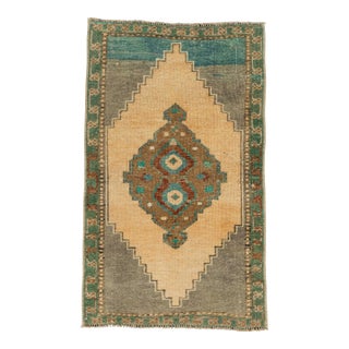 Turkish Mini Rug Oriental Hand Knotted Vintage Rug 1'7" x 2'7" #21268 For Sale