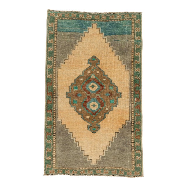Turkish Mini Rug Oriental Hand Knotted Vintage Rug 1'7" x 2'7" #21268 For Sale
