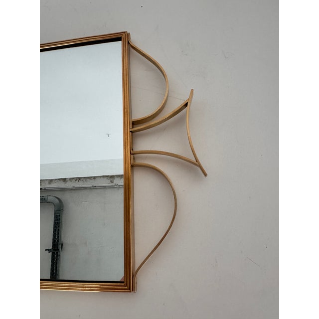 Mid-Century Italian Wall Mirror with Brass Frame and Decor, 1970s For Sale - Image 12 of 17
