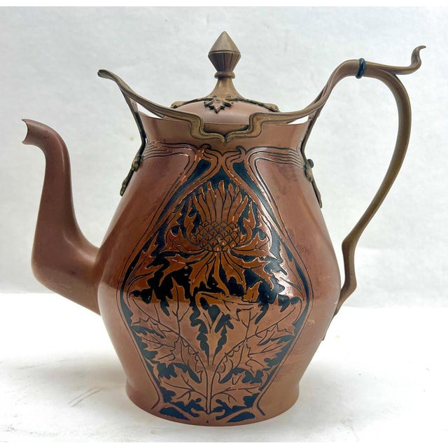 Brown Arts & Crafts Copper and Brass Coffee Service by Carl Deffner, 1900s, Set of 4 For Sale - Image 8 of 18