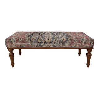 Oushak Rug Upholstered Bench For Sale