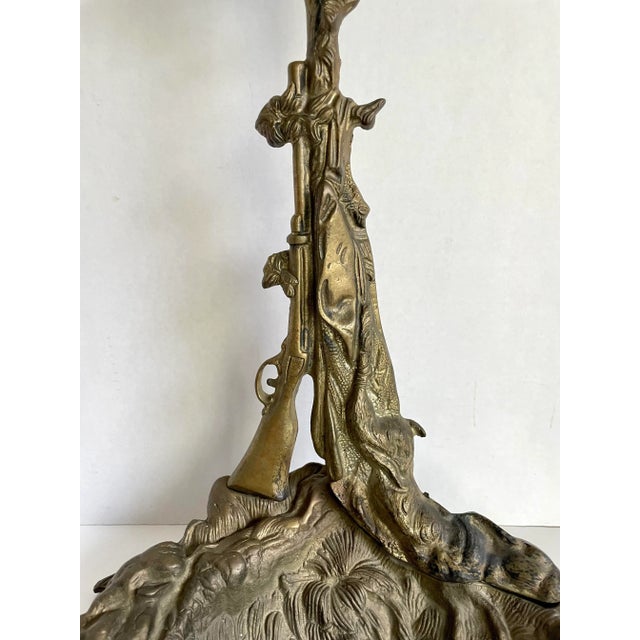Early 20th Century Antique French Brass Hunting Dog Fireplace Tool Set For Sale - Image 5 of 13
