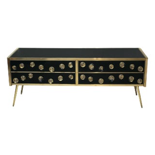 Black Glass Sideboard With & Brass Trim & Legs Availabl Justfurnituress Desig For Sale