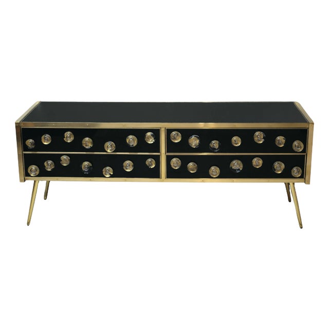 Black Glass Sideboard With & Brass Trim & Legs Availabl Justfurnituress Desig For Sale