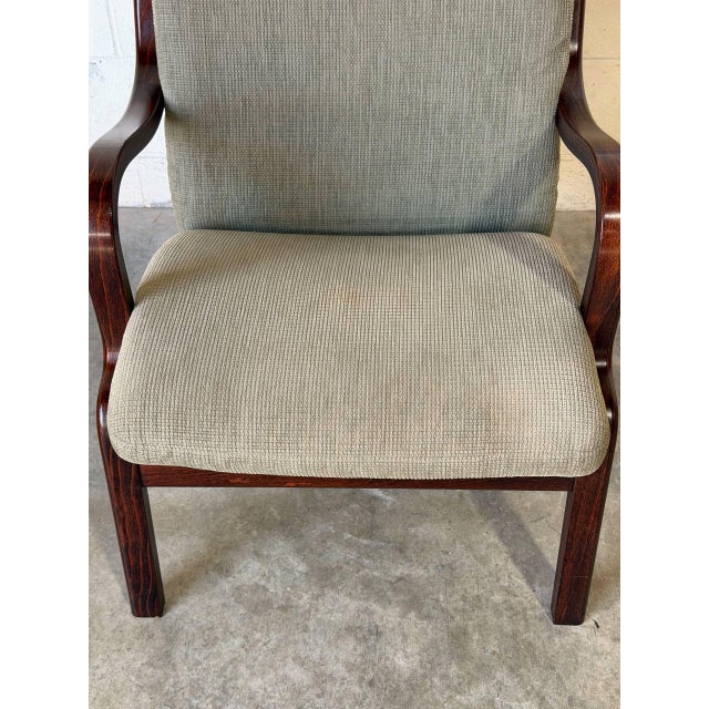 1970s Rosewood Bentwood Lounge Chair With Grey Upholstery Danish Mid-Century Modern 1970s For Sale - Image 5 of 8