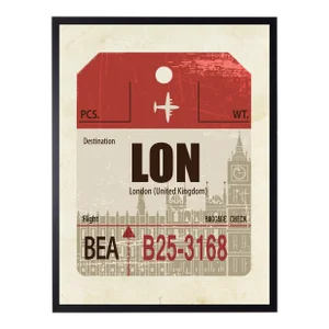 London Travel Ticket Print in Black Shadowbox - 13" x 17"