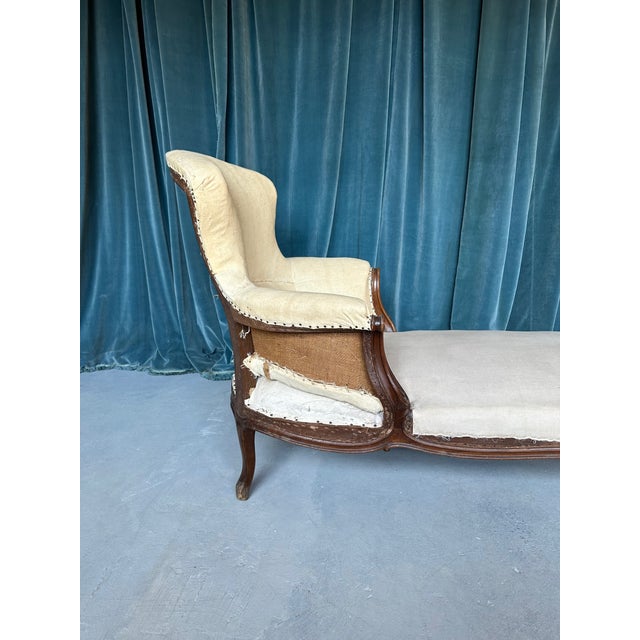 White French 19th C. Chaise Longue With Carved Fruitwood Frame For Sale - Image 8 of 13