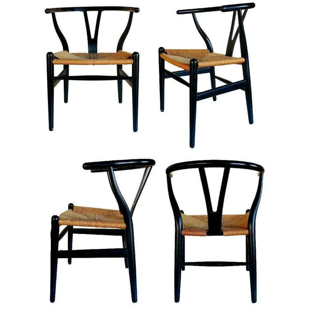 Beige Sedie CH24 Wishbone Chair by Hans Wegner for Carl Hansen & Søn, 1950s, Set of 4 For Sale - Image 8 of 8