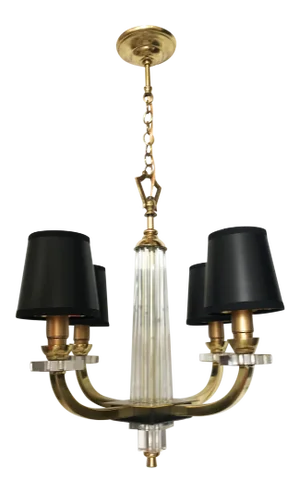 1960s Jacques Adnet Four Arms Chandelier