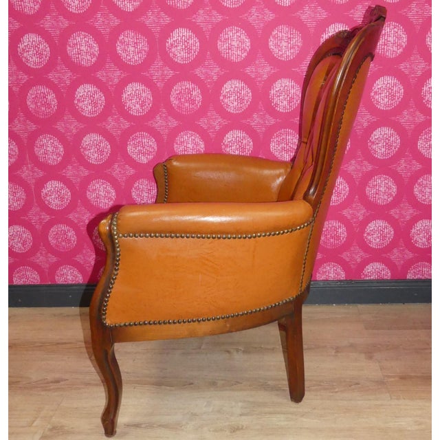 1960s Chippendale Chesterfield Armchair in Caramel Leather, 1960s For Sale - Image 5 of 11