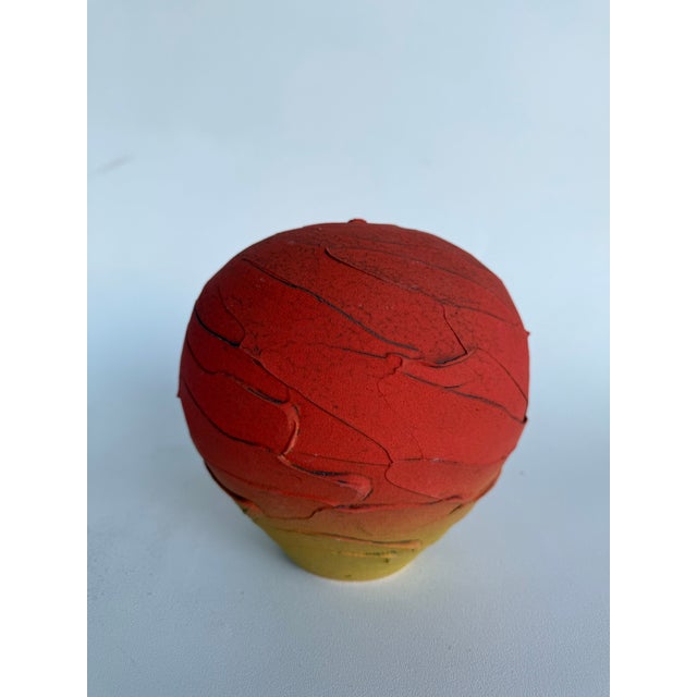 For your consideration: Studio Pottery vessel titled "Spherical Orange Statement in Clay" or "Sunset Scallop" attributed...