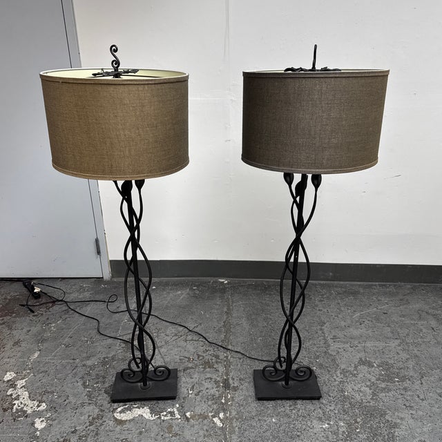 Pottery Barn Pottery Barn Sabina Wrought Iron Figural Floor Lamps, Pair For Sale - Image 4 of 12