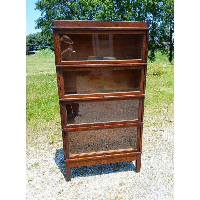 Antique Globe Wernicke 4 Sections Barrister Bookcase Quarter Sawn Oak Mission Style 1920s An antique four sections solid...