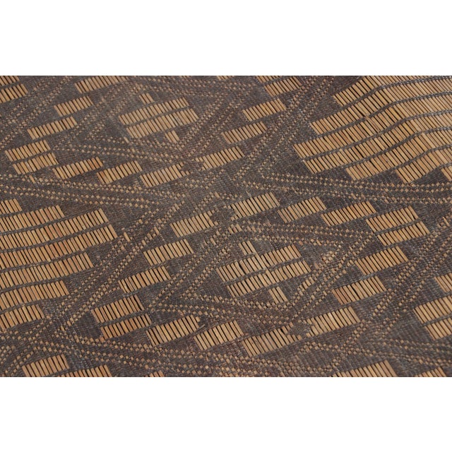 Tribal Vintage Tuareg Mat in Brown and Beige With Diamond Geometric Patterns For Sale - Image 3 of 7