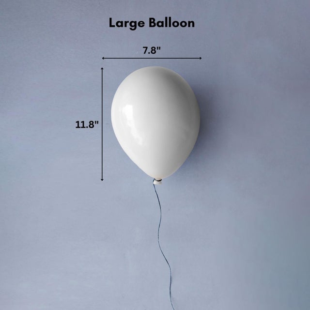 White Glossy Ceramic Balloon Sculpture for Wall or Ceiling Installation, 12" For Sale - Image 4 of 11