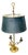 Mid 20th Century Antique-Style Brass Bouillotte Candlestick Lamp With Black Tole Shade Electrical Double Socket on Switch For Sale