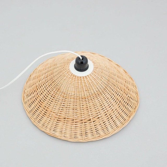 Wood Vintage French Rattan Ceiling Lamp, 1960s For Sale - Image 7 of 10