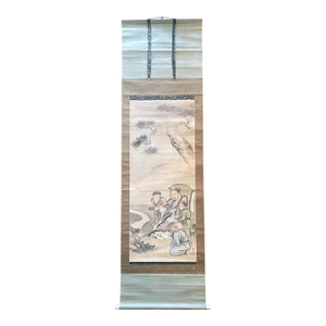 19th Century Japanese Silk Scroll by Haruki Nanmei Edo Period