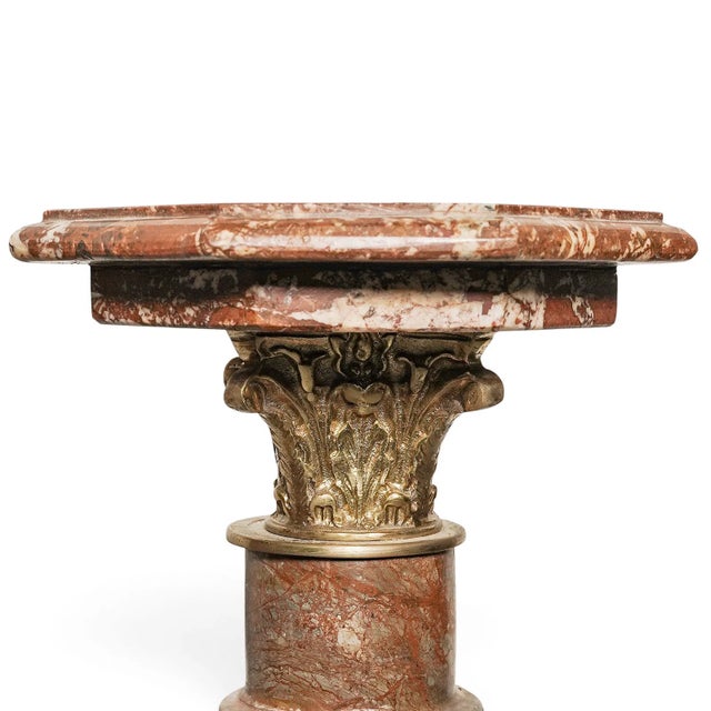 Pair of Antique Rouge Marble Twisted Pedestals For Sale - Image 4 of 6