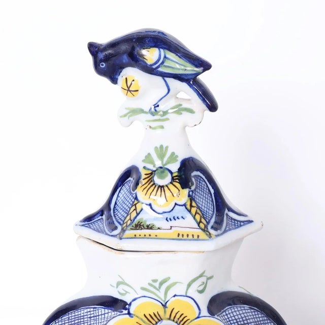 Blue Delftware Group of Five Antique Dutch Urns and Vases For Sale - Image 8 of 12