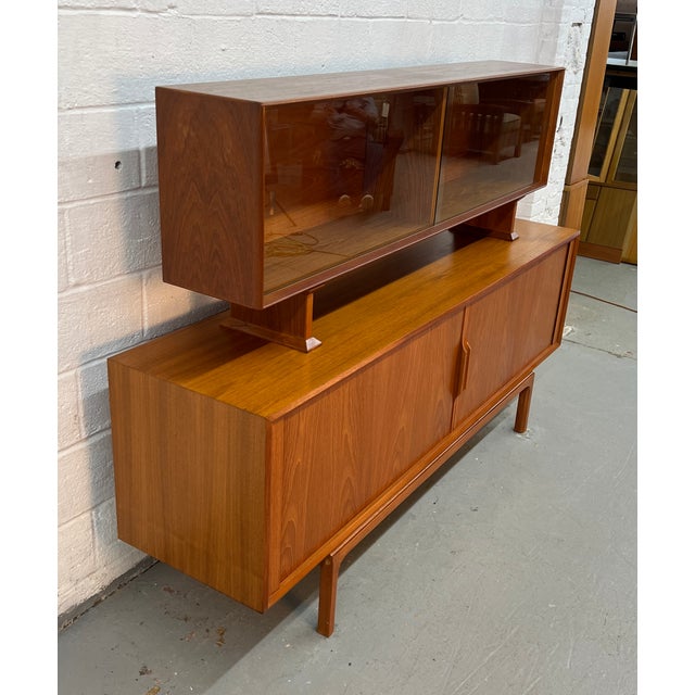 Brown Danish Mid-Century Modern Teak Server W/ Glass Top Hutch For Sale - Image 8 of 18