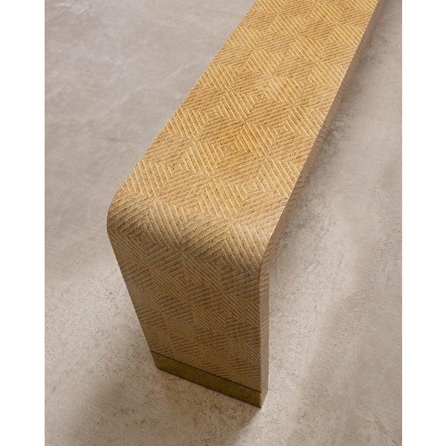 Karl Springer Style Organic Grasscloth Waterfall Console 10 Ft For Sale - Image 17 of 18