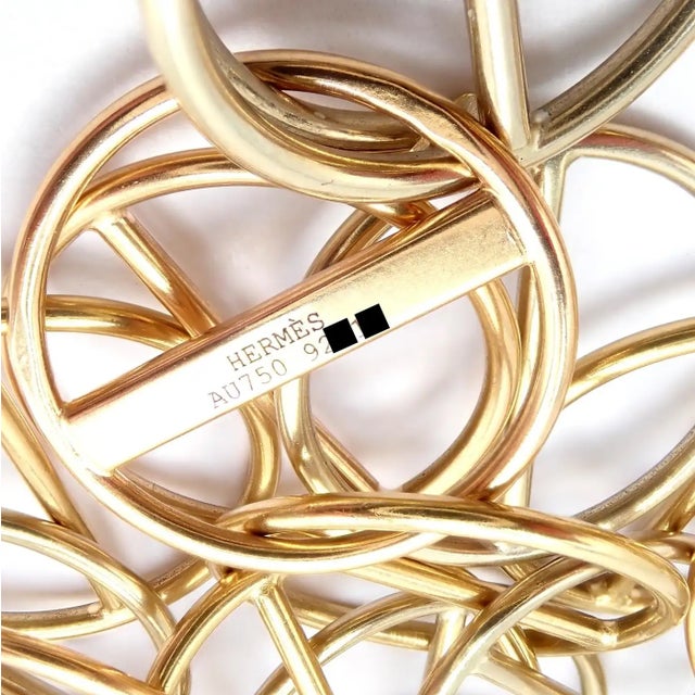 Metal 1990s Hermes Caleche Extra Long or Layered Circle Link Yellow Gold Chain Necklace For Sale - Image 7 of 11