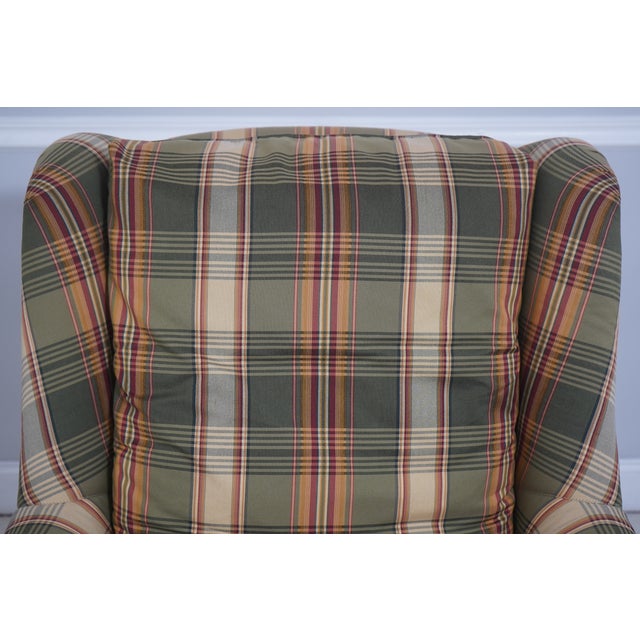 2000 - 2009 Southwood Plaid Upholstered Country Wing Chair & Ottoman For Sale - Image 5 of 18