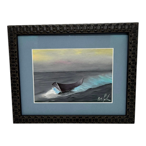 Contemporary Framed Oil on Board Seascape “Solidarity Boat” Artist Signed Ecuador