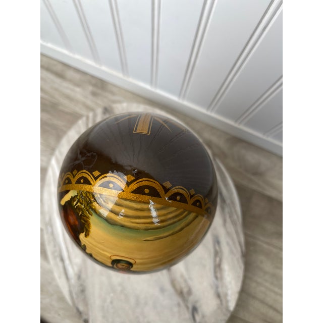 Russian Kholuy Style Lacquer Egg Flight Into Egypt Signed Ryabov Vintage 10" Large For Sale - Image 9 of 11