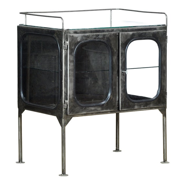 Vintage Glass Hospital Cabinet, 1970s For Sale