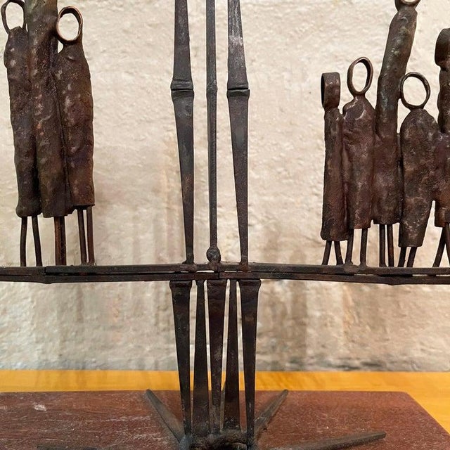 Mid-Century Brutalist Metal and Wood Sculpture by Virginia Stemple For Sale - Image 9 of 13