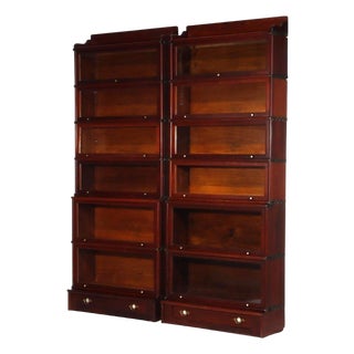 Pr Globe Wernicke Mahogany 6-Stack Step-Back 1-Drawer Barrister Bookcases C1920, 2 Pieces For Sale