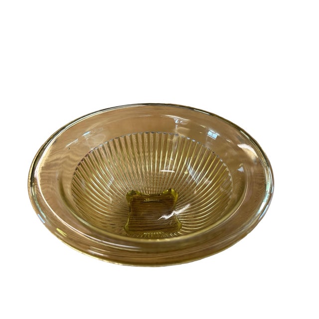 Federal Glass yellow ribbed nesting baking mixing bowls 9.5x4.25”