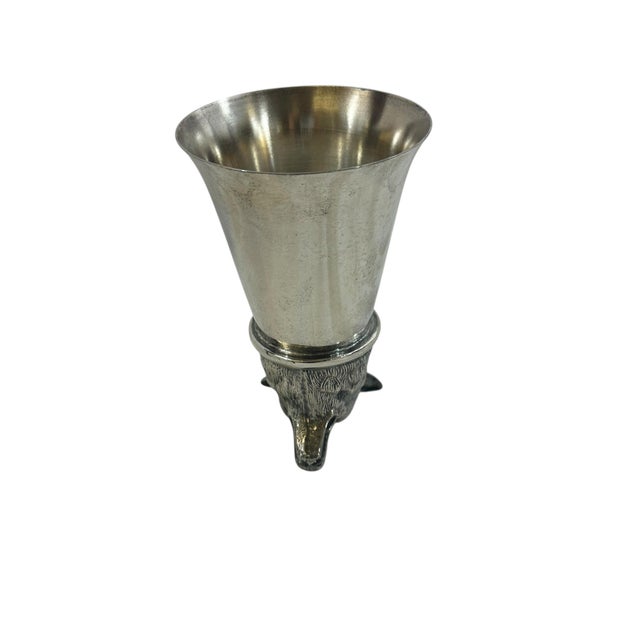 Silver Vintage Silverplate Foxhead Stirrup Cup For Sale - Image 8 of 11