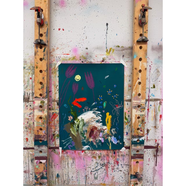 24 x 18 inches - mixed media on paper Acrylic, oil, pastel, wax crayon, and marker on paper Signed on the front Signed,...