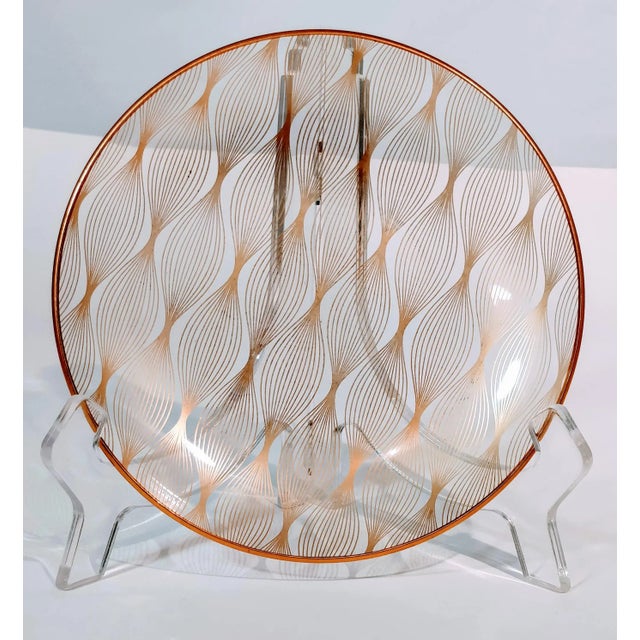 Metal Danish Modern Gold Glass Svend Jensen Dish For Sale - Image 7 of 7