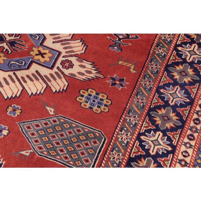 Shabby Chic Shirwan Rust/Blue Wool Rug - 4'6''x6'1'' For Sale - Image 4 of 10