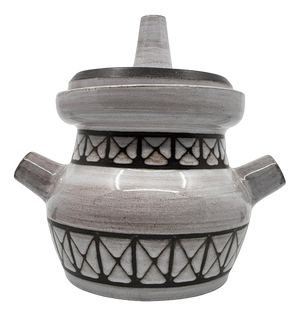 French Ceramic Soup Tureen with Geometric Decor by Emile Masson, Vallauris, France, 1960s