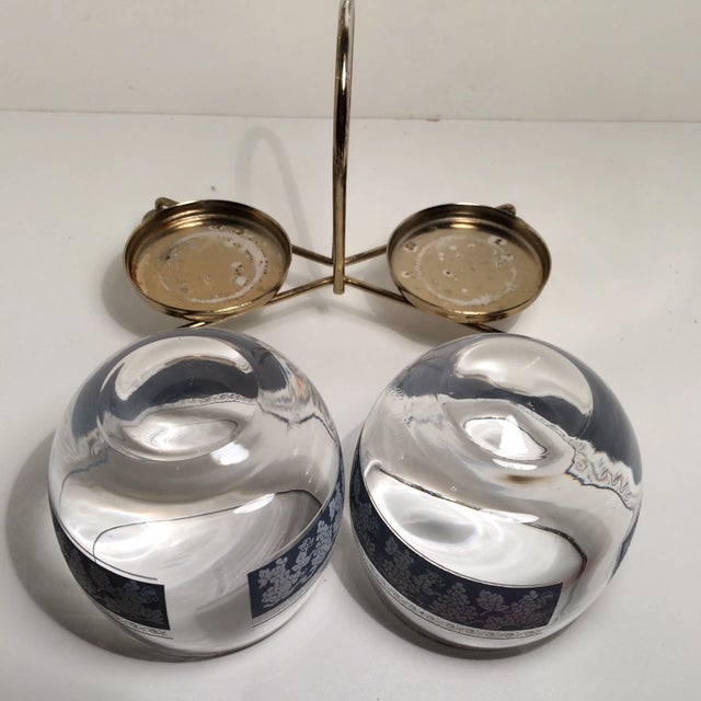 Metal Mid-Century Creamer and Sugar with Grape Design in Caddie For Sale - Image 7 of 11