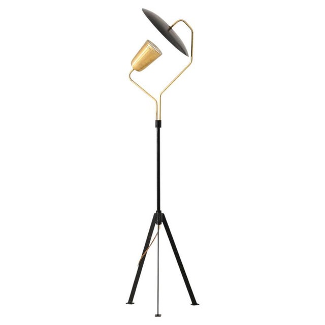 Scandinavian Modern Floor Lamp in Brass and Lacquer, 1950s For Sale - Image 12 of 12