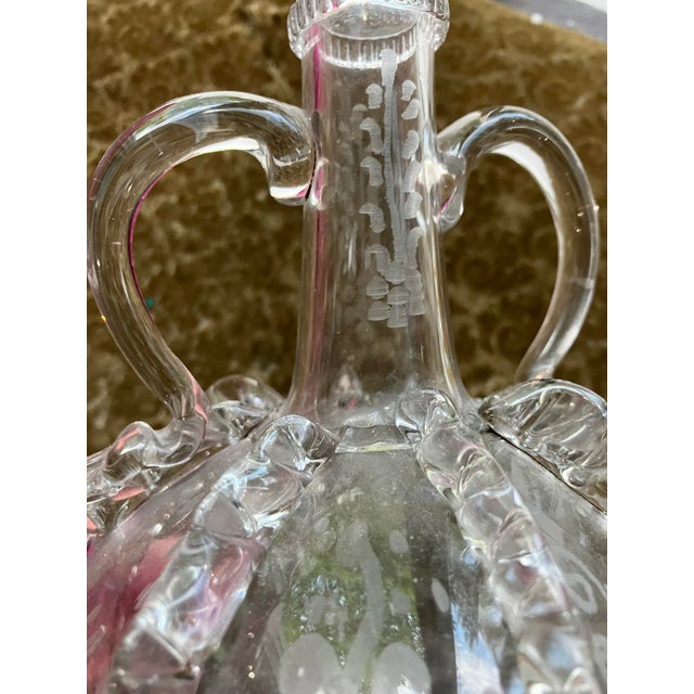 Antique 19th Century Dutch Glass Decanter – Etched Grapes & Vines, Rippled Decor For Sale - Image 16 of 18