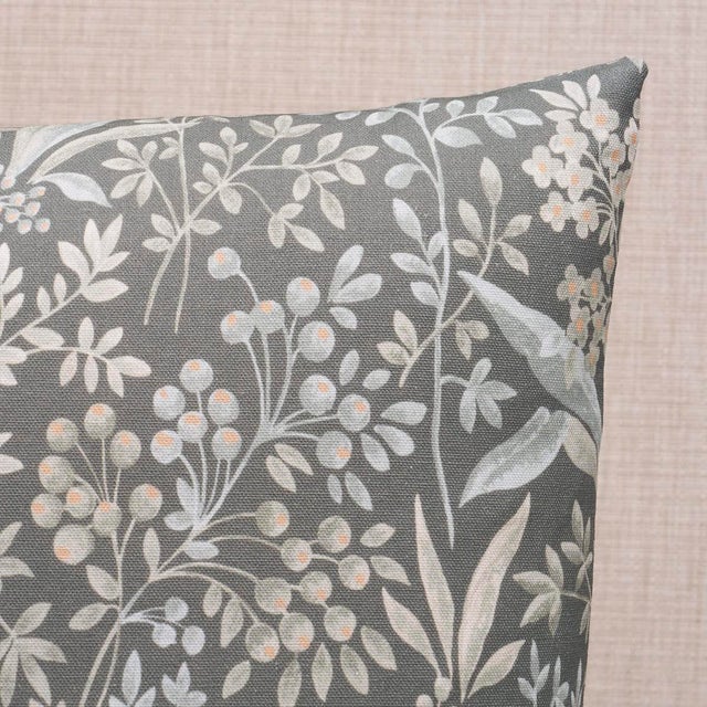 This pillow features Boråstapeter’s Nocturne with a knife-edge finish. This dense, nuanced pattern of meandering foliage...