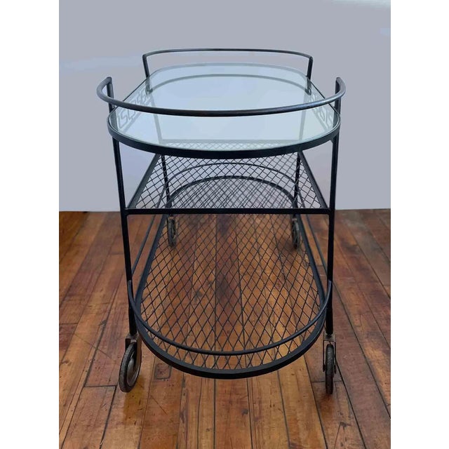 Mid-Century Modern Iron Serving Cart - Vintage Iron and Glass Three Tiered For Sale - Image 3 of 4