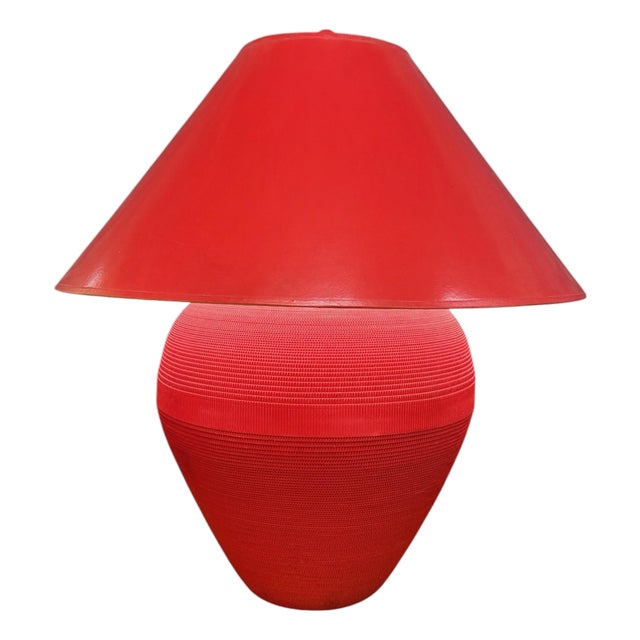 Flute of Chicago Postmodern Corrugated Cardboard Table Lamp in Red, 1980s For Sale