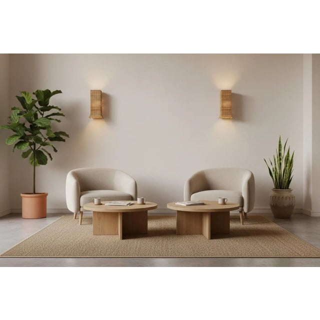 Contemporary Wicker Wall Lamp Pair - Organic Modern Design "Eambra" For Sale - Image 3 of 6