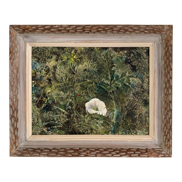 Vintage Forest Gouache Painting For Sale