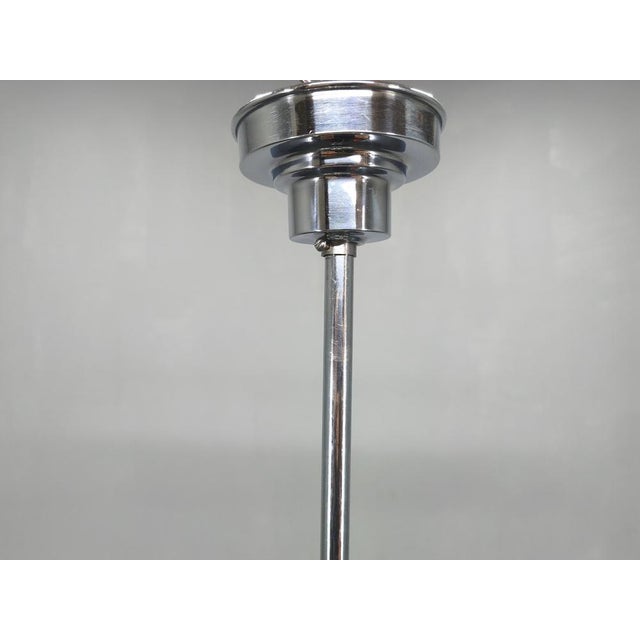Art Deco Chandelier in Chrome, Walnut & Glass, 1930s For Sale - Image 11 of 15
